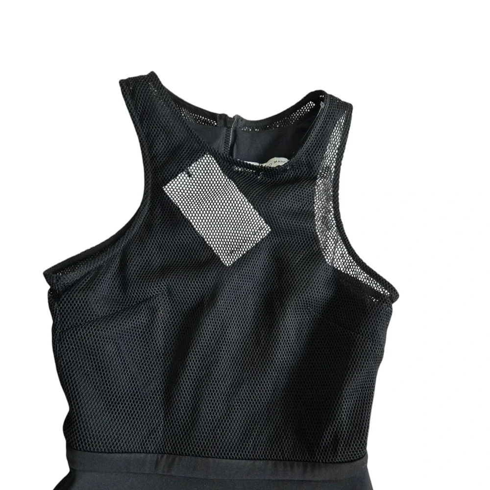 NWT Camilla and Marc Black Dress A-Line Mini Size 2 Scuba Net Top Night Out - Picture 12 of 16